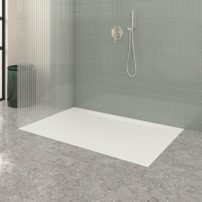 Villeroy & Boch Ecora douchebak - 140x90x3.5cm - afvoer lange zijde - white alpine (wit)