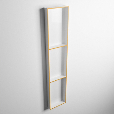 Mondiaz Easy nis 29.5x149.5x8cm voor Inbouw/opbouw 3 open vakken Solid surface Talc/Ocher