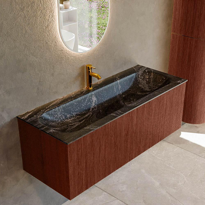 Mondiaz KURVE-DLUX Badkamermeubelset - 120x46x40cm - 1 lade - wastafel solid surface - midden - 1 kraangat - Ruby