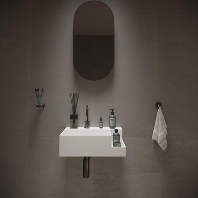 Ideavit SolidDual Wastafel 50x36x15,5cm 1 kraangat 1 wasbak Solid Surface wit mat