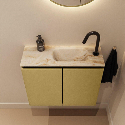 MONDIAZ TURE-DLUX Meuble de WC 60cm Oro. EDEN lavabo Frappe position à droite. Avec 1 trou de robinet.