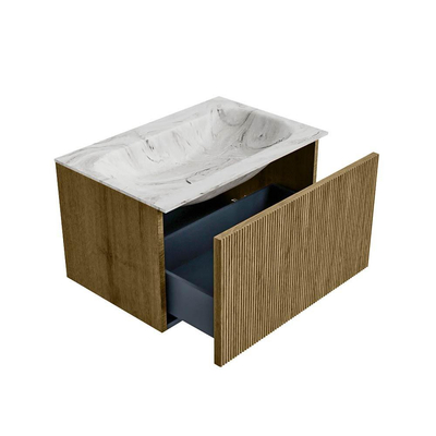 Mondiaz KURVE-DLUX Badkamermeubelset - 70x46x40cm - 1 lade - wastafel solid surface - midden - zonder kraangat - Dusk