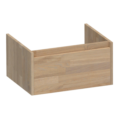 BRAUER Hope meuble sous lavabo - 59x30x45.5cm - 1 tiroir à fermeture douce sans poignée - 1 découpe pour le siphon - chêne massif - assemblage à dents de scie chêne gris