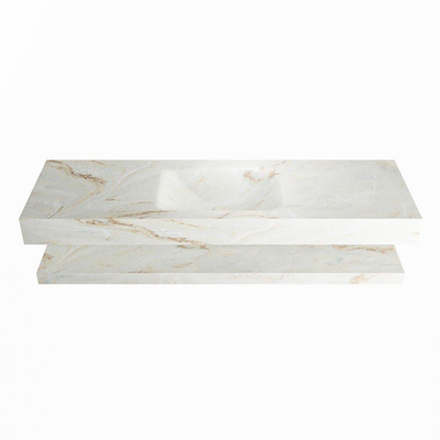 MONDIAZ ALAN - DLUX Badkamermeubelset - 150cm - planchet - Frappe - vrijhangende wastafel - wasbak midden - 1 kraangat - Frappe