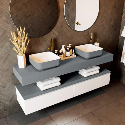 Mondiaz TOP 41 Vrijhangend Topblad - 160x41x12cm - geschikt voor waskom - Solid surface - Plata