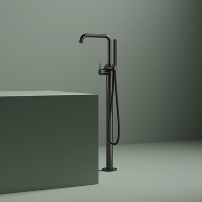 Hotbath Ace Partie apparente - mélangeur de bain - autoportant - flexible de douche - douchette - noir brossé PVD