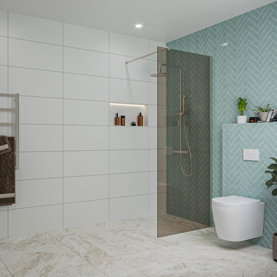 Fortifura Galeria Douche à l'italienne - 80x200cm - verre fumé - Inox brossé