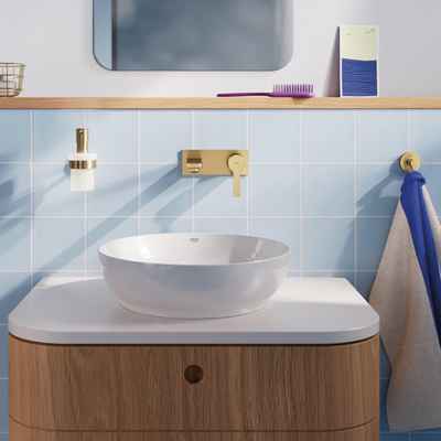 GROHE Lineare New wastafelkraan - l-size - wand - 2-gats - geborsteld cool sunrise (goud)