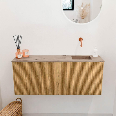 Mondiaz JOYA-DLUX 100cm toiletmeubel - kleur Oak - Wastafel FAYE positie Rechts Zonder kraangat kleur Arena.
