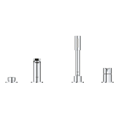 Grohe Lineare New Afbouwdeel - voor 4-gats badrandcombinatie - met baduitloop - met handdouche - doucheslang 200cm - chroom