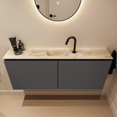 MONDIAZ TURE-DLUX Meuble toilette - 120cm - Dark Grey - EDEN - vasque Frappe - position centrale - 1 trou de robinet