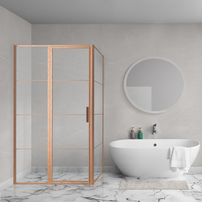 Aqua Vista Triple Porte pivotante - 120x200cm - 8mm - verre clair - élément de cabine d'angle - cuivre brossé