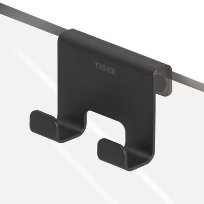 Tiger Caddy Handdoekhaak - voor glaswand - 6-8mm - Zwart
