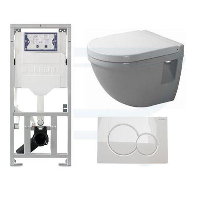 Duravit Starck 3 toiletset - Burda Geberit UP320 inbouwreservoir - compact toilet - geberit toiletzitting - sigma01 bedieningsplaat - glans wit