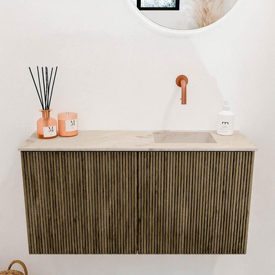 Mondiaz JOYA-DLUX 80cm toiletmeubel - kleur Dusk - Wastafel FAYE positie Rechts Zonder kraangat kleur Frappe.