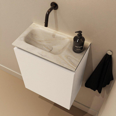 MONDIAZ TURE-DLUX 40cm toiletmeubel Talc. EDEN wastafel Ostra positie links. Zonder kraangat.