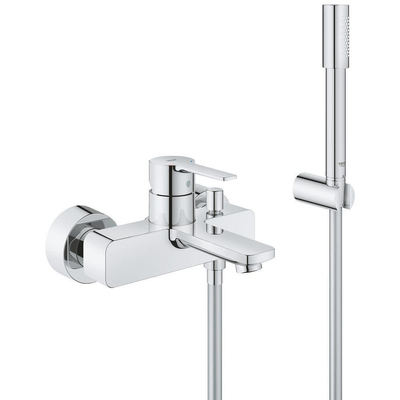 GROHE Lineare New robinet de baignoire avec inverseur et raccords avec douchette Sena avec support mural pour douche et flexible de douche 150cm chrome