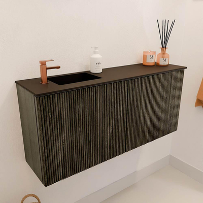 Mondiaz JOYA 90cm toiletmeubel - kleur Shadow - Wastafel FAYE positie Links 1 kraangat kleur Urban.