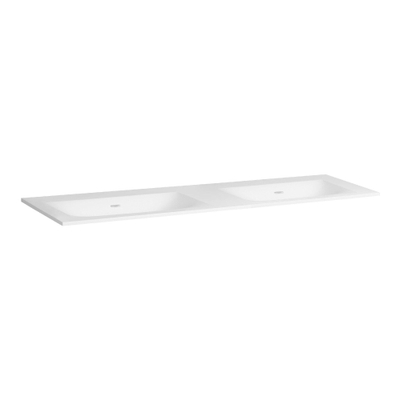 BRAUER Glacier lavabo - 140x46x2cm - 2 bassins - 0 trous de robinet - fine stone - blanc mat