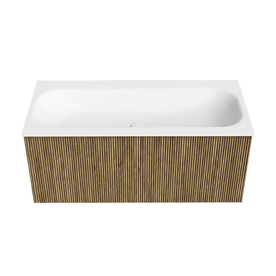 Mondiaz KURVE Badkamermeubelset - 100x46x40cm - 1 lade - wastafel solid surface - midden - 1 kraangat - Dusk