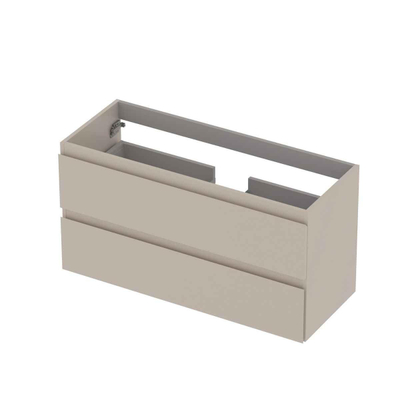 INK Wastafelonderkast - 100x40x52cm - 2 lades - greeploos - MDF lak - Mat kasjmier grijs