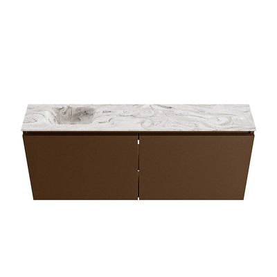 MONDIAZ TURE-DLUX 120cm toiletmeubel Rust. EDEN wastafel Glace positie links. Met 1 kraangat.