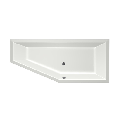 Xenz Society Baignoire d'angle - 170x75x48 - bonde centrale - droite - compact - acrylique - blanc mat