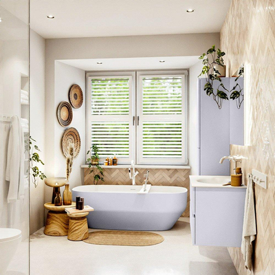 Mondiaz VICA Ensemble meuble de salle de bains - 80cm - cale - 2 tiroirs - Lavabo MOON - central - 1 trou de robinet - couleur talc - version XL 60cm de hauteur