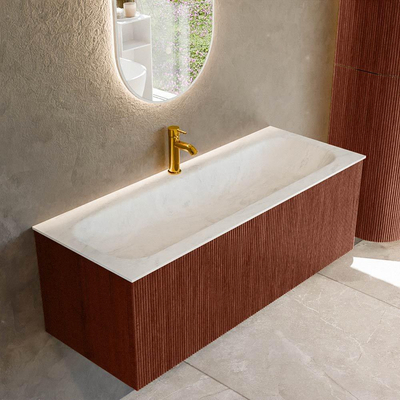 Mondiaz KURVE-DLUX Badkamermeubelset - 120x46x40cm - 1 lade - wastafel solid surface - midden - 1 kraangat - Ruby