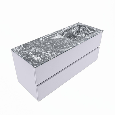 Mondiaz VICA-DLUX Ensemble de meuble de salle de bain - 120cm - meuble sous-vasque cale - 2 tiroirs - lavabo encastrée cloud droite - 1 trou de robinet - version haute de 60cm - lave