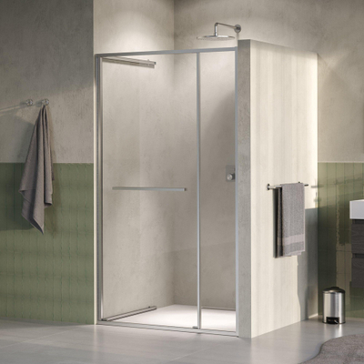 BRAUER Luminis Porte de niche - 120x200 - 2 éléments pivotants vers l’intérieur - verre transparent - réversible - incl. traitement anticalcaire - inox brossé PVD