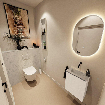 MONDIAZ TURE-DLUX 40cm toiletmeubel Talc. EDEN wastafel Opalo positie midden. Zonder kraangat.