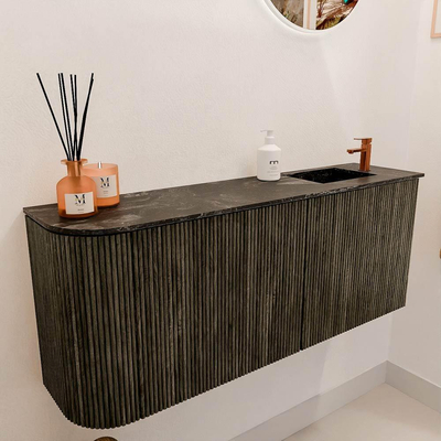 Mondiaz JOYA-DLUX 101.6cm toiletmeubel - ronding links kleur Shadow - Wastafel FAYE positie Rechts 1 kraangat kleur Lava.