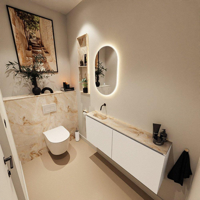 MONDIAZ TURE-DLUX 120cm toiletmeubel Talc. EDEN wastafel Frappe positie links. Zonder kraangat.