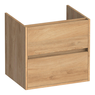 BRAUER Adore Wavy wastafelonderkast 60 2 softclose lades - greeploos - 1 sifon uitsparing - Forest Tan