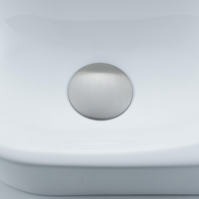 QeramiQ Fuente Ensemble de Lavabo - 40x21.5x12cm - droit - lisse - demi-rond - 1 trou de robinet - céramique - ensemble de robinet en acier inoxydable brossé - bouchon de vidange - siphon réduit - blanc brillant