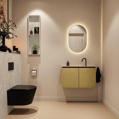 MONDIAZ TURE-DLUX 80cm toiletmeubel Oro. EDEN wastafel Opalo positie midden. Met 1 kraangat.