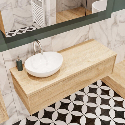 Mondiaz LUSH Meuble salle de bains avec 1 tiroir lavabo BARCO 120x30x45cm Gauche 1 trou de robinet Washed oak