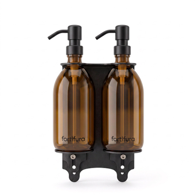 Fortifura Calvi Distributeur de savon - 500 ml - lot de 2 - support - noir mat
