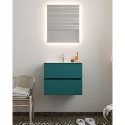 MONDIAZ VICA Badkamermeubelset - 60cm - 2 lades - wasbak Cloud midden - 1 kraangat - solid surface smag