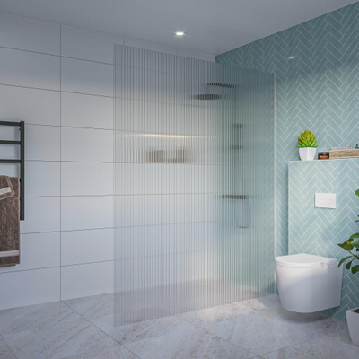 FugaFlow Eccelente Vetro Douche à l'italienne - verre cannelé - 160x200cm - 8mm - nano - profil encastré aveugle