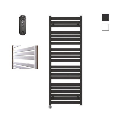 Sanicare HVS - Moda Elektrische Radiator - 160x60cm - 1159W - met afstandsbediening - thermostaat - chroom - linksonder - mat zwart