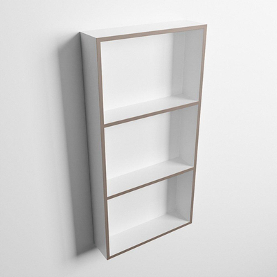 Mondiaz Easy nis 29.5x59.5x8cm voor Inbouw/opbouw 3 open vakken Solid surface Talc/Smoke