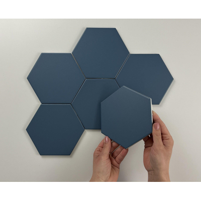 ÉCHANTILLON Terravito Bereno carreau mural et de sol - 15x17cm - 9mm - Hexagone - Bleu mat