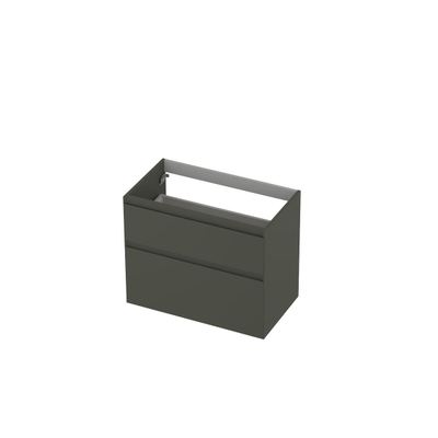 INK Wastafelonderkast - 80x45x65cm - 2 lades - greeploos - MDF lak - Mat beton groen
