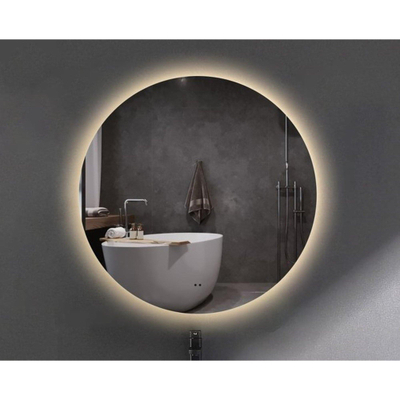 FugaFlow Eccelente Arredo Miroir rond 100 cm avec éclairage LED indirect, chauffe miroir et interrupteur infrarouge