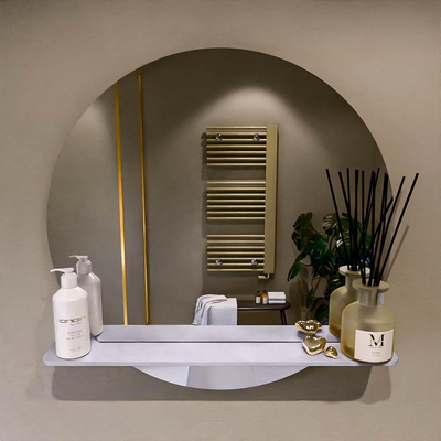 Mondiaz SPOT miroir – Ø 70 cm – avec tablette – Cale (gris clair)