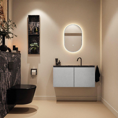 MONDIAZ TURE-DLUX 100cm toiletmeubel Plata. EDEN wastafel Lava positie midden. Met 1 kraangat.