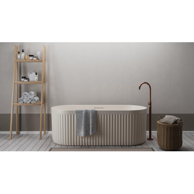Ideavit ARCHTEC-CRM Vrijstaand Bad - 170x75x60cm - Rock Texture - overloopgat - klikwaste - verstelbare poten - Crème beige
