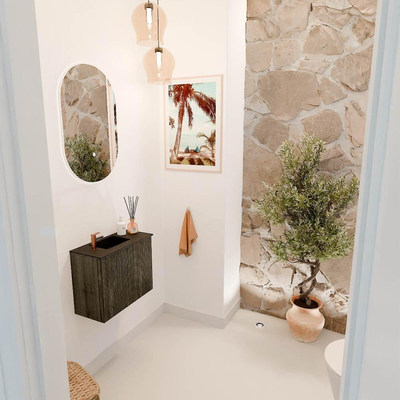 Mondiaz JOYA 50cm meuble de toilette - couleur Shadow - Vasque FAYE position Gauche 1 trou de robinet couleur Urban.